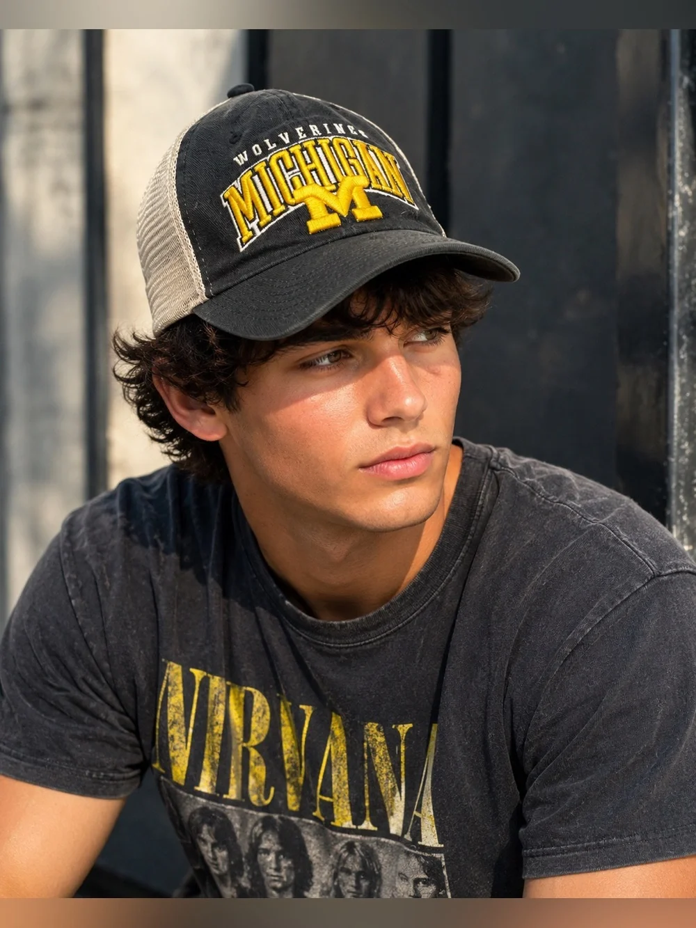 Michigan Wolverines Trucker Hat Fan Favorite Adjustable SnapBack Navy Maize NCAA